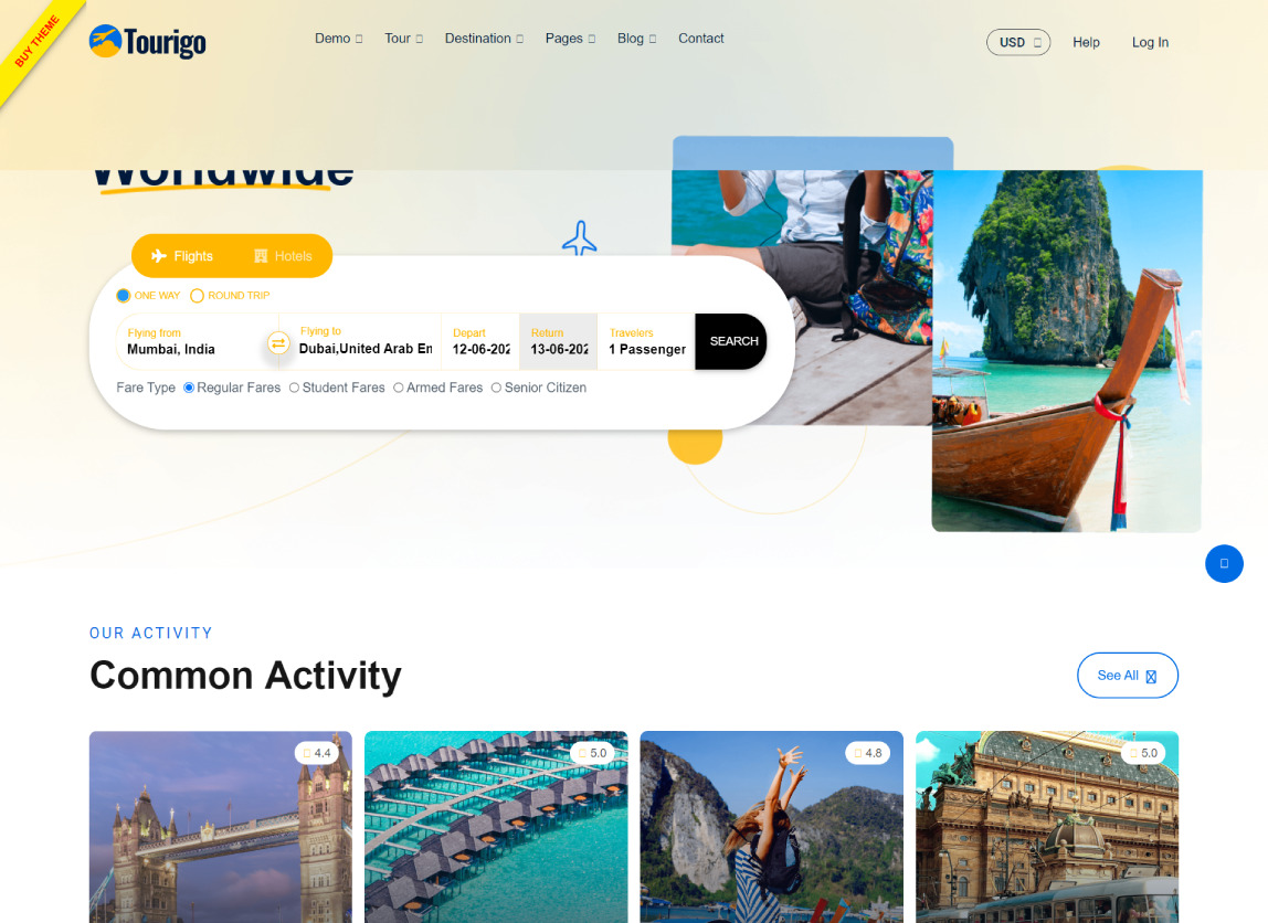 tourigo travel wordpress theme